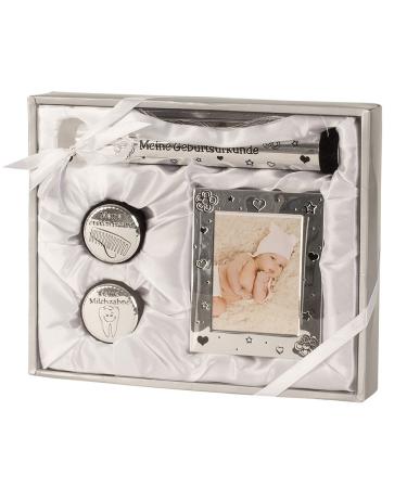 Baby set silver milk tooth hair box photo frame