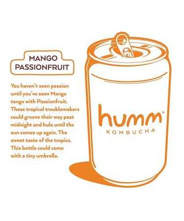 Humm Probiotic Kombucha Mango Passionfruit - 2 Billion Probiotics - Organic, Vegan & GMO-Free - 12 Pack, 12 Fl Oz - Buy Online on SooperMarket.com