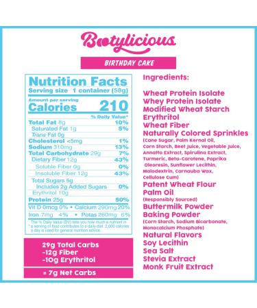 Bootylicious High-Protein Muffins | 25g Protein | 7g Net Carbs | 1.86-1.76oz Cup | 12-Pack (Birthday Cake) - Buy Online on SooperMarket.com