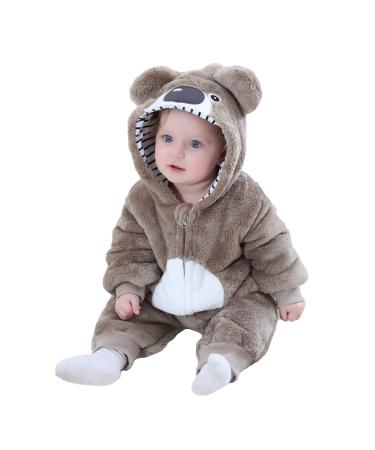 Doladola Unisex Baby Spring Autumn Animal Romper Baby Boys Girls Flannel One Piece Pyjamas 0-3 Months Koala