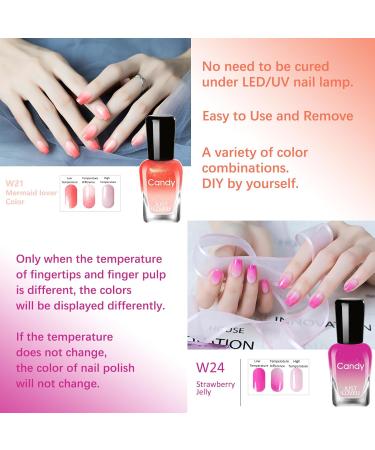 Temperature Change Nail Polish Colour Temperature Control Nail Polish - Long-Lasting Nail Polish Set - Colour Changing Temperature Control Nail Polish Nail Art Design Without UV Lamp (B Set) - Buy Online on SooperMarket.com