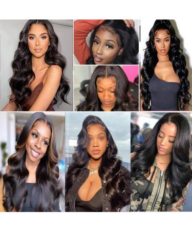 Ainmeys 26 Inch Brazilian Body Wave HD Transparent Lace Front Wig | 9A Unprocessed Virgin Human Hair | 180% Density Deep Part | Pre Plucked Natural Black | for Black Women - Buy Online on SooperMarket.com