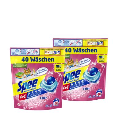 Spee Power Caps Color 4 + 1 80 WL (2 x 40 wash loads) color detergent for colored linen & dark pre -dosed detergent combines purity radiance freshness & sustainability 40 pieces (2 -pack)