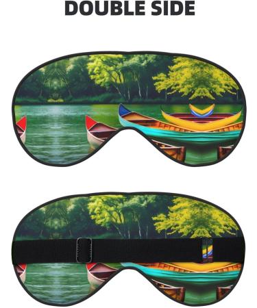 Lake with Boats Canoes Soft Sleep Eye Mask - Breathable Travel Eye Patch for Women | Relax & Unwind - Buy Online on SooperMarket.com
