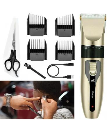Men's Cordless Hair Trimmer Cordless Hair Clipper Men Rechargeable Electric Razor Professional Hair Clipper HairCutting Kit Beard Trimmer Shaver Detail Trimmer with 4 Guide Combs Scissor Brush