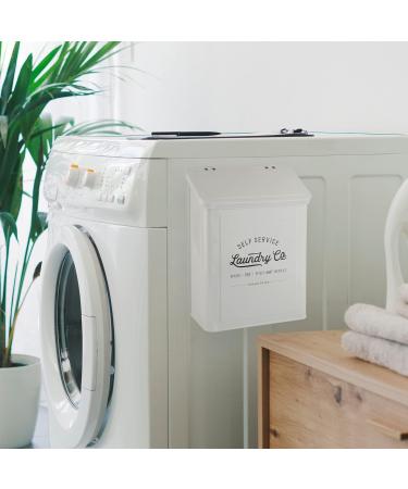 Magnetic Lint Bin for Laundry Room | Metal Trash Can with Lid | Farmhouse Lint Holder & Dryer Lint Brush - Stylish Storage Decor - Buy Online on SooperMarket.com
