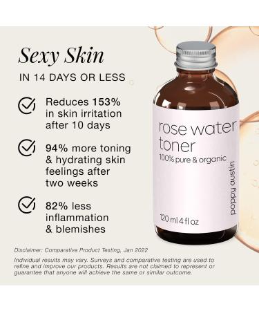 Poppy Austin 120mL Rose Water Toner for Face - Cruelty-Free & Alcohol-Free Moroccan Facial Toner - Triple Purified Rosewater for Face - Buy Online on SooperMarket.com