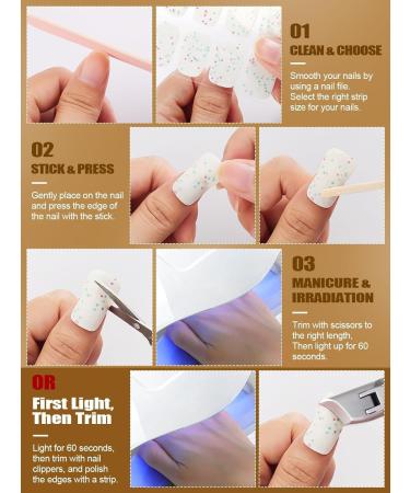 Kalolary 20PCS Luminous Glitter Gel Nail Polish Strips - Glow in The Dark Adhesive Nail Art Sticker Set - Waterproof Full Wrap Gel Nail Wrap Stickers - with Nail File and Stick - Pure White - Buy Online on SooperMarket.com
