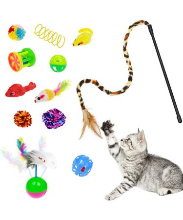 Malier Cat Toys Set - Interactive Collapsible Cat Tunnels, Feather Toy, Crinkle Balls - for Indoor Cats, Kittens, and Small Pets - A-Rainbow - Buy Online on SooperMarket.com