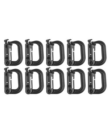 XTACER Tactical Multipurpose Small D-Ring Locking Hanging Hook Tactical Link Snap Keychain Button Release for Molle Webbing (Set of 10) Black