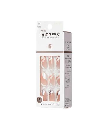 KISS imPRESS No Glue Mani Press On Nails - On My Mind White Almond Shape Medium Size Includes 30 Nails & Accessories - Shop Now Internationally - Buy Online on SooperMarket.com