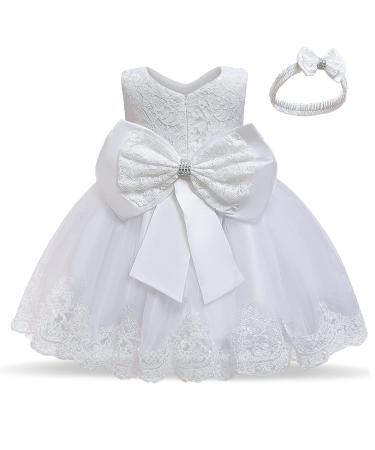 TTYAOVO Baby Wedding Pageant Baptism Christening Tutu Gown Girls Princess Dress 0-6 Months 648 White