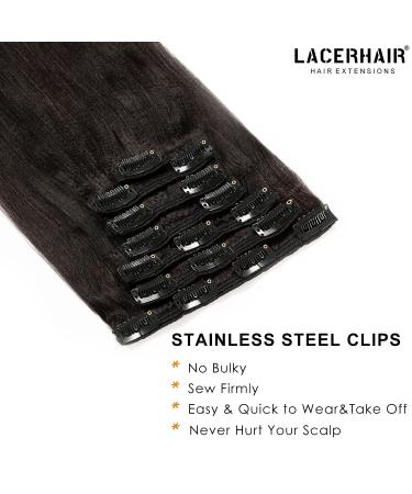 Lacer 10 Yaki Clip in Hair Extensions 120G 7 Pieces 10 Inch - Natural Black Remy Human Hair for Fashion Black Women with Relaxed Hair - Buy Online on SooperMarket.com