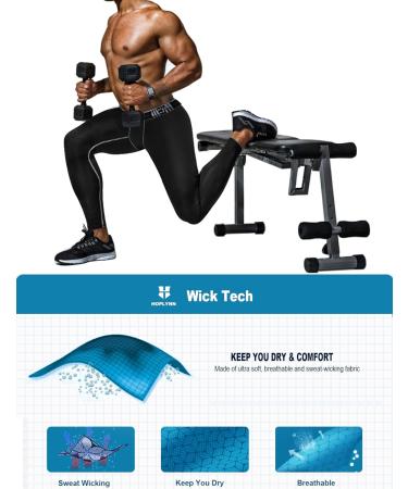 HOPLYNN Men's Winter Compression Pants 4 Pack - Running Baselayer Tights for Workout, Sports, Yoga - Black, Grey, Blue - Large - Buy Online on SooperMarket.com