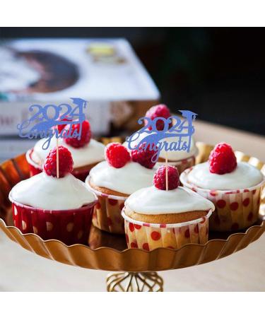 Cabilock 15pcs Graduation Cupcake Topper 2024 Congrats Cupcake Picks Class of 2024 Cupcake Insert Graduation Cupcake Decorations for 2024 Graduation Party Supplies Blue - Buy Online on SooperMarket.com