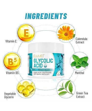 Glycolic Acid Pads 30% - 50 Count for Face | Salicylic Acid Peel Exfoliating Pads for Dark Spots & Acne | Resurfacing Pads - Buy Online on SooperMarket.com