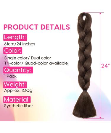 Silk-co 24inch Jumbo Braids Hair Afro Braiding Hair Extensions Ombre Silky Synthetic Heat Resistant 100g-Medium Brown 24 Inch Medium Brown - Buy Online on SooperMarket.com
