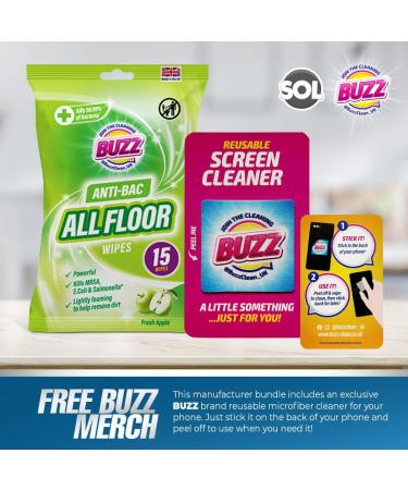30 Pack Buzz All Floor Wipes Apple - Ultra Strong Wood Floor Cleaning Wipes - Quick Drying, Dust Magnet, Suitable for Laminate & Wooden Floors - Buy Online on SooperMarket.com