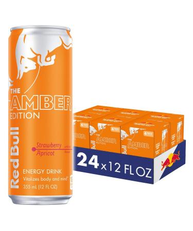 Red Bull Energy Drink Amber Edition Strawberry Apricot 12 fl oz (24 Pack)