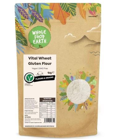 Wholefood Earth - Vital Wheat Gluten Flour - Vegan - GMO Free (1kg) single 1 kg (Pack of 1)