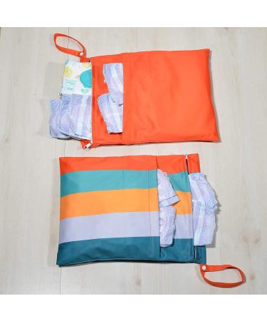 Wet Dry Bags 2 Pack - Washable Waterproof Reusable Pouch with Zipper Pocket for Diapers, Swimsuits, Travel, Gym - Orange - Buy Online on SooperMarket.com