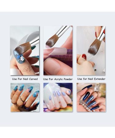 100% Pure Kolinsky Hair Size 8 Oval Acrylic Nail Brush Set - Professional Manicure Tool for DIY Home Salon - Crystal Blue - Buy Online on SooperMarket.com