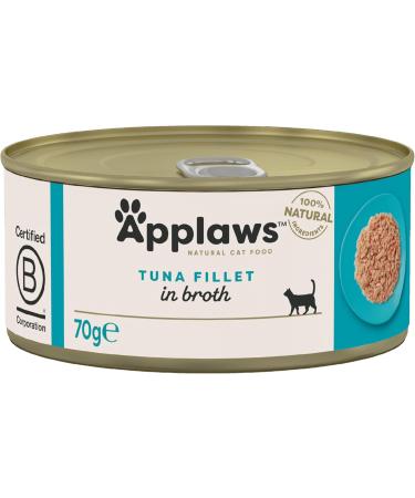 Applaws 100% Natural Tuna Fillet Wet Food in Broth for Adult Cats - 24 x 70g Pack | Premium Cat Food International Shipping - Buy Online on SooperMarket.com