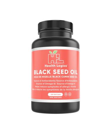 Health Logics - 100 Black Seed Oil Soft Gels - Cold Pressed for Max Potency - 100% Natural - GMO and Gluten Free