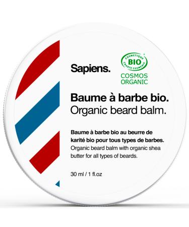 Sapiens Barbershop Bart Balsam Men Bio - Natural & Bio Bartwax with shea butter and castor oil organic - beard care for men - donates moisture and structure - Bear Balm Made in EU (30 ml) 30 g (1 Pack)