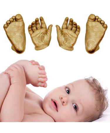 BabyRice Large Baby Hand and Foot Casting Kit Boxed Includes Metallic Paint (Gold)