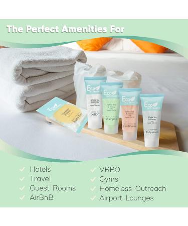 Eco Botanics Hotel Toiletries Bulk Set | All-In-One Kit Amenities for Hotels | Travel Size Shampoo, Conditioner, Body Wash, Lotion & Bar Soap | 75 Pieces - Buy Online on SooperMarket.com