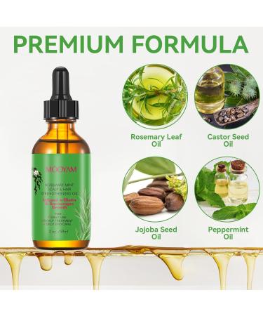 Rosemary Hair Growth Oil & Serum - Dry Scalp Treatment for Women | Hair Thickening & Essential Oil (2OZ) - Boost Hair Growth & Combat Hair Loss - Buy Online on SooperMarket.com