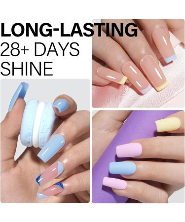 AILLSA Pastel Blue Gel Nail Polish Set Baby Yellow Lavender Purple Macaron Gel Polish with Base and Top Coat Long Lasting All Season Color Soak Off U V L ED Manicure Art Salon DIY at Home 7Pcs 8ML Blue Macaron - Buy Online on SooperMarket.com
