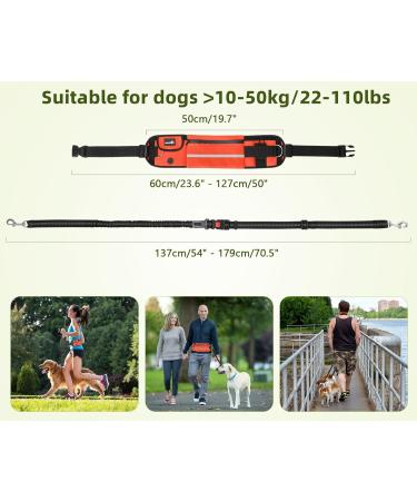 Pecute Jogging Leash for Dogs - Elastic Running Leash with Belly Belt for Large & Medium Dogs Includes Belt Bag Supports Up to 100kg - Perfect for Running & Jogging - Buy Online on SooperMarket.com