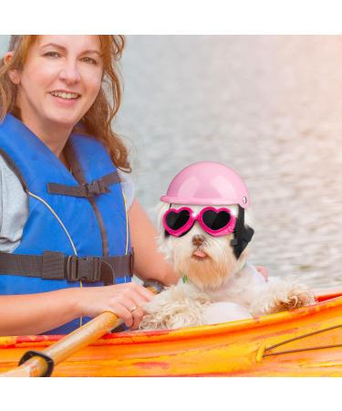 Xuniea 2 Pieces Small Dog Helmet and Goggles Puppy Sunglasses UV Protection PET Helmet with Adjustable Belt Dog Motorcycle Hard Safety Hat for Doggie Windproof Glasses Small Dog Cycling Riding(Pink) - Buy Online on SooperMarket.com