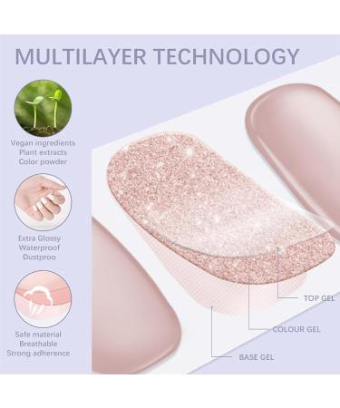Semi Cured Gel Nails Strips - 20 Stickers Nail Wraps Soft Self - Solid Purple Full Wraps Nail Polish Stickers French Style (French Simple Style) Gradient Violet - Buy Online on SooperMarket.com