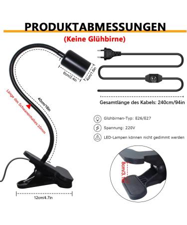 Premium Turtle Heat Lamp for Reptiles - UVB Terrarium Light with 240cm Cable & Adjustable Swan Neck | Ideal for Aquariums - No Bulb Included - Buy Online on SooperMarket.com