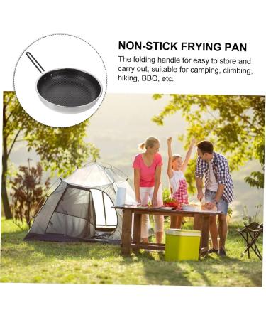 SWOOMEY 1Pc Outdoor Non Stick pan Camping Skillet nonstick Grill pan Stove Grill pan BBQ Grilling pan Broiler pan for Oven Stainless Steel Griddle Round Griddle fold Iron Gas Stove - Buy Online on SooperMarket.com
