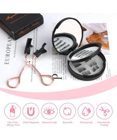 Magnetic Eyelashes without Eyeliner 12 Pieces Reusable Dual Magnetic lashes False Eyelashes No Glue and Eyeliner Needed Natural Look 3D False Lashes Black Eyelashes Waterproof & Easy to Wear - Buy Online on SooperMarket.com