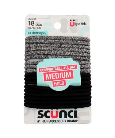 Scunci 2058303A048 Black/Space Dye Everyday & Active No Damage Elastics 18 Count