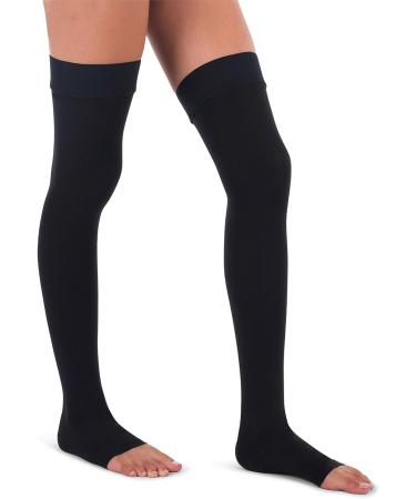JOMI Compression Unisex Thigh High Stockings 30-40mmHg Premiere Open Toe - X-Large Black - Buy Online on SooperMarket.com