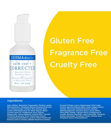 DERMAdoctor Calm Cool + Corrected Bakuchiol Retinol Alternative Serum for Sensitive Skin | Anti-Aging Fine Lines Wrinkles Brightening | 1.01 oz - International Shipping Available - Buy Online on SooperMarket.com