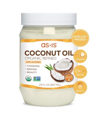 Organic Refined Coconut Oil for Cooking, Baking & Beauty | Neutral Flavor & Aroma | Expeller-Pressed | 29 fl oz | by as-is 29 Fl Oz (Pack of 1)