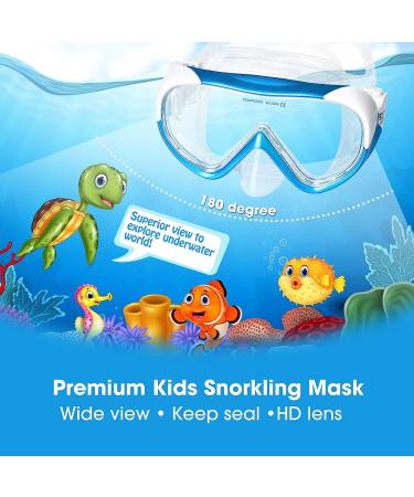 Kids Anti-Fog Snorkel Swim Mask with Nose Cover - Blue | Ideal for Snorkeling, Diving, Swimming - Buy Online on SooperMarket.com