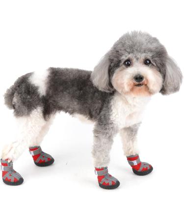 Zweitea Breathable Dog Shoes for Small Dogs - Slip-Resistant Reflective Boots with Robust Sole for Chihuahua - Red 5# (1.89x2.09) - Buy Online on SooperMarket.com