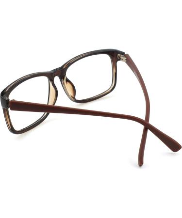 GQUEEN Large Frame Horn Glasses - Stylish UV400 Fake Glasses for Women & Men | Trendy Nerd Style in Brown - Buy Online on SooperMarket.com