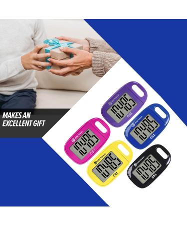 OZO Fitness CS1 Easy Pedometer for Walking - Large Display Step Counter with Clip and Lanyard in Yellow - Buy Online on SooperMarket.com