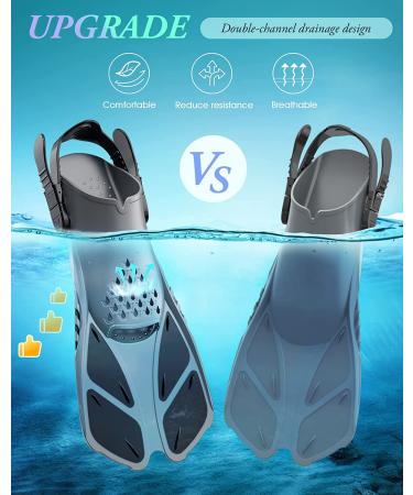 Greatever Adjustable Snorkel Fins - Open Heel Swim Flippers for Snorkeling & Diving - Black L/XL (US Size 9-13) - Buy Online on SooperMarket.com