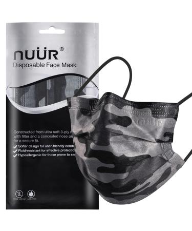 NU R 10pcs Camouflage 3 Ply Disposable Face Mask Mask with Filter Layer and Elastic Earloop Retail Sealed Bags CAMO-025