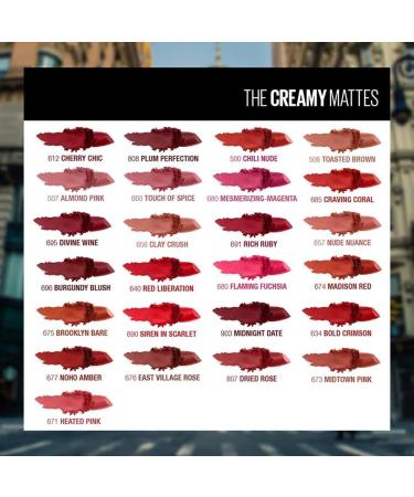 Maybelline Color Sensational Matte Hydrating Lipstick in Burgundy Blush 0.15 oz - Nude, Pink, Red, Plum Lip Color - Buy Online on SooperMarket.com